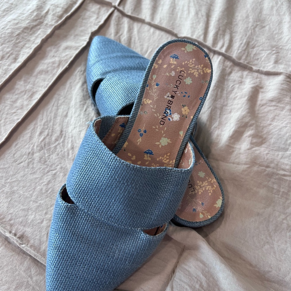 Lucky Brand Denim Blue Mules